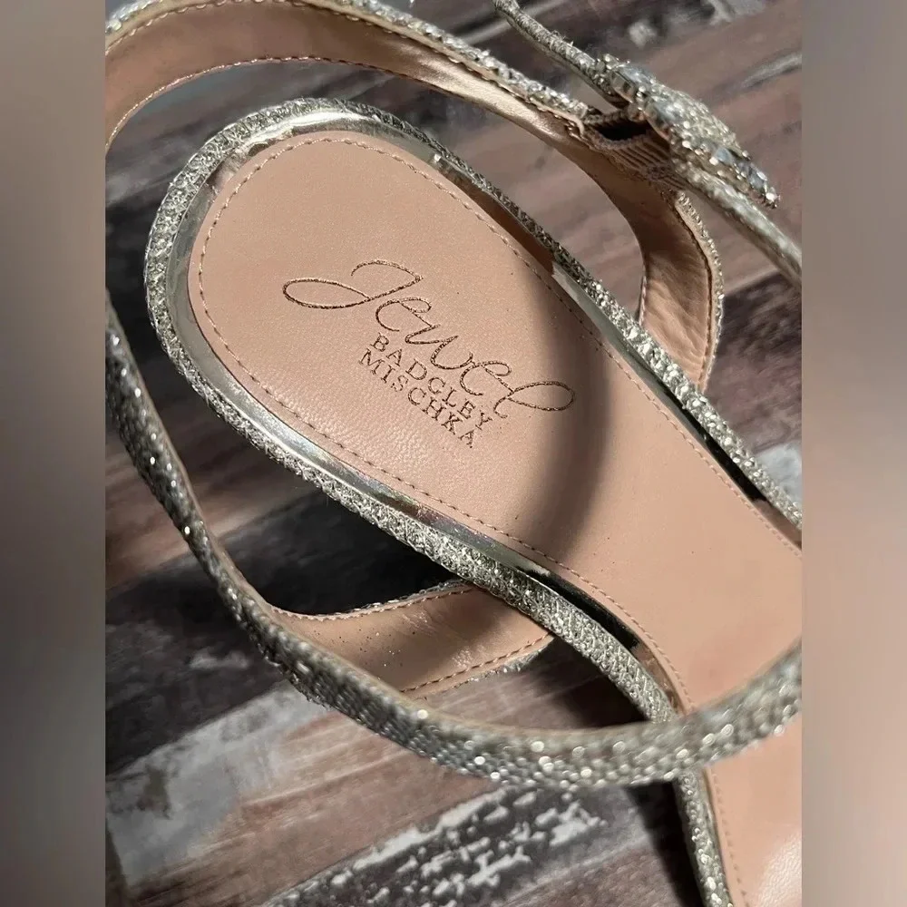 NWOT Badgley Mischka‎ Silver Sparkly Heel Women Size 11 - Picture 7 of 8